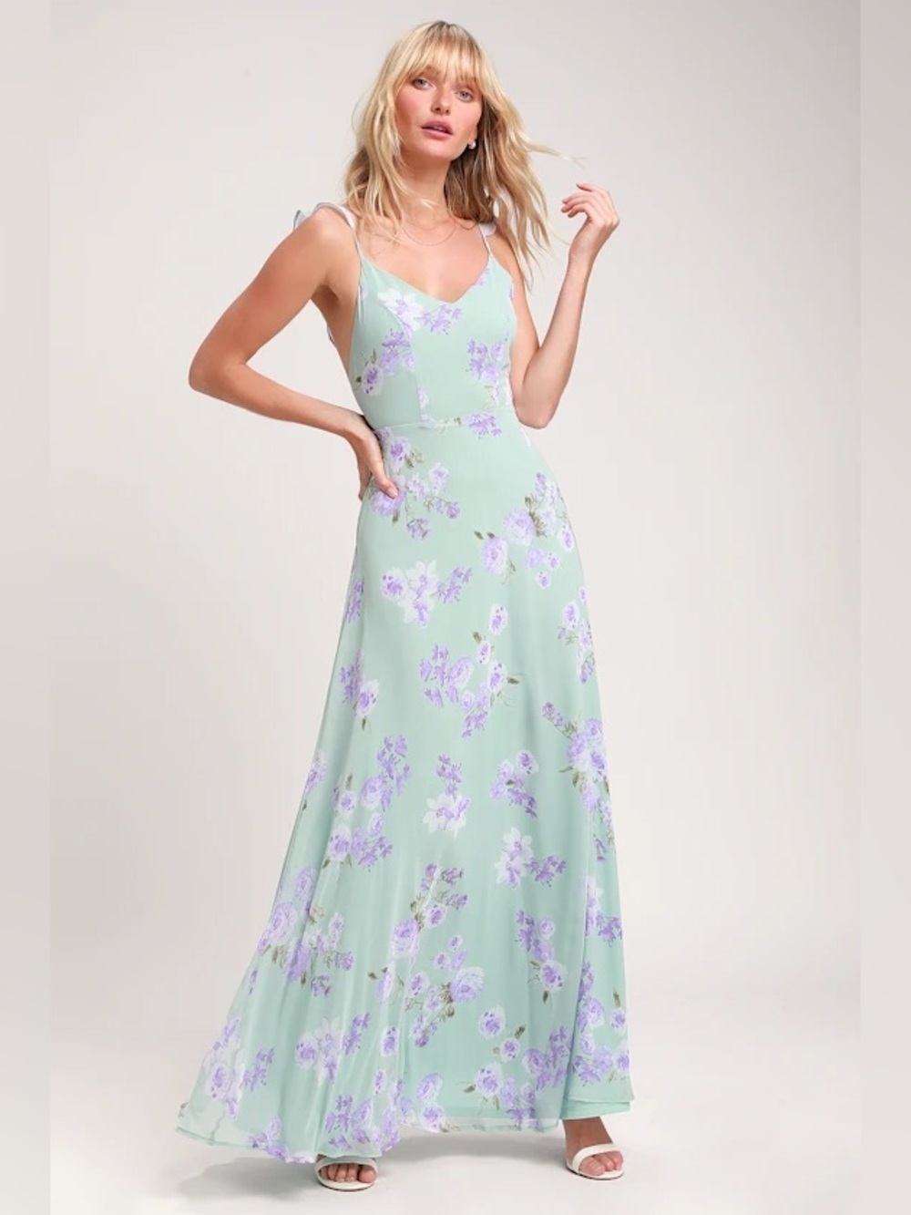 Lulus Meteoric Rise Sage Green Floral Print Maxi Dress Small
